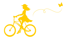 Girl on a yellow bike logo small