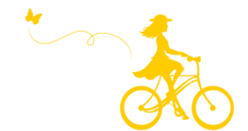 Girl on a yellow bike logo small